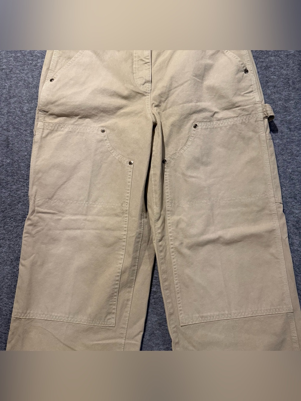 J Crew Carpenter Painter Canvas Pants Womens 28 tan High Rise Wide Baggy Cotton - Picture 5 of 16